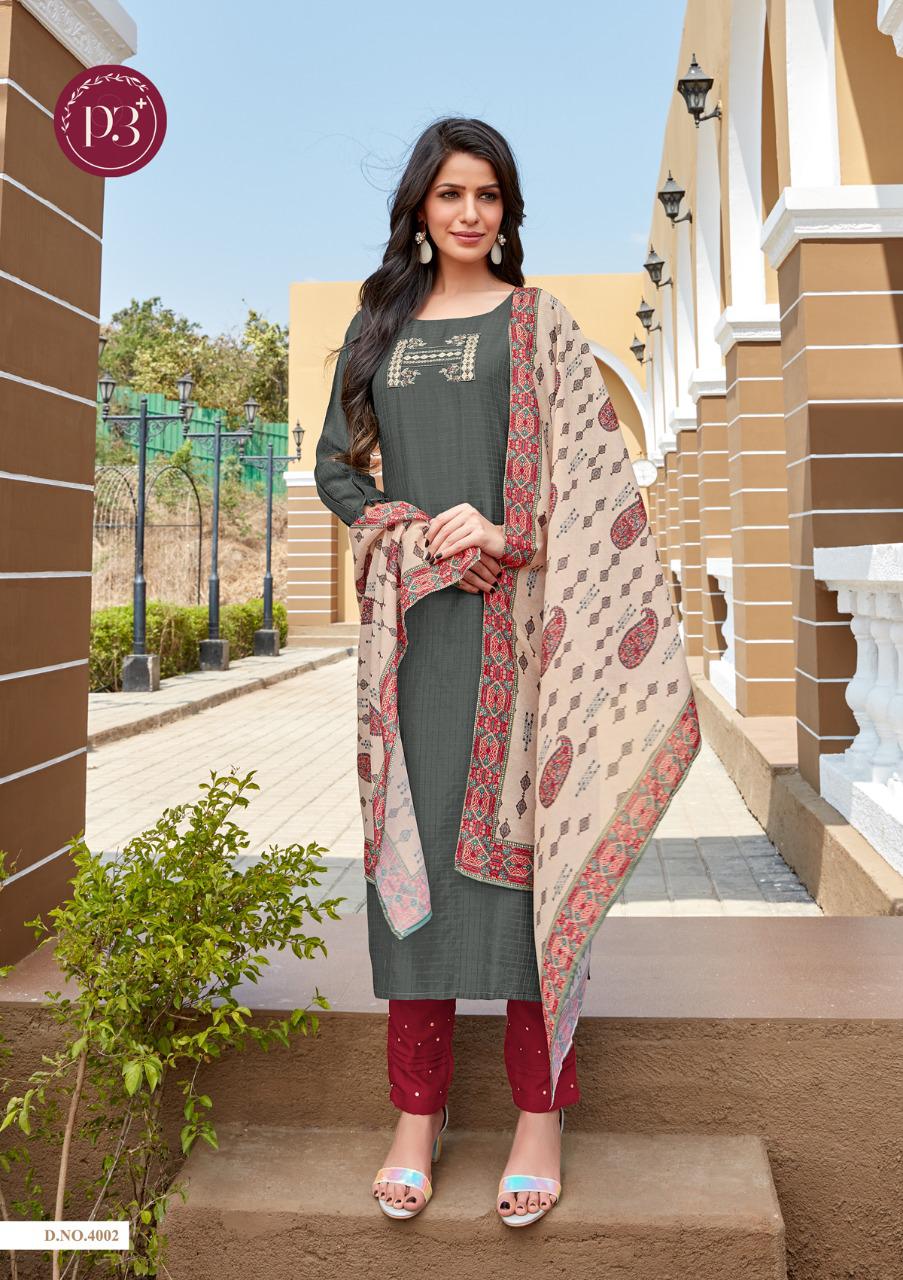 P3 Malhar  Latest Fancy Festive Wear Viscose Silk chex Pattern with Embroidery work With Gotta Patti Hand Work With Full Inner 	Silk Kurti With Bottom Collection 